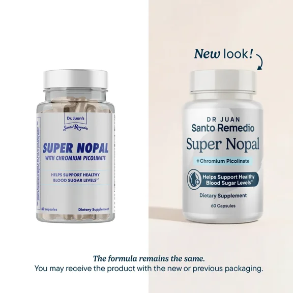 Santo Remedio Super Nopal, Helps Maintain Healthy Blood Sugar Levels, Nopal with Chromium Picolinate, Gymnema Sylvestre and Vanadyl Sulfate, Dietary Supplement, 60 Capsules, 30 Servings