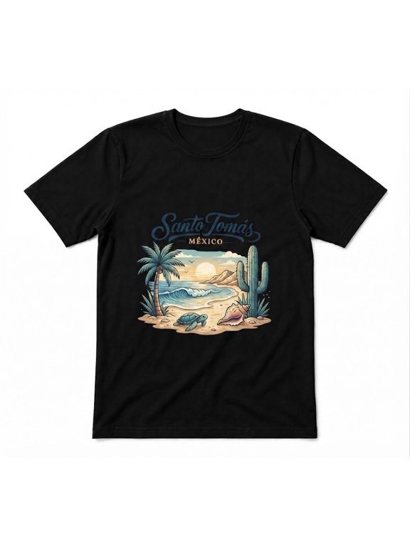 Santo Tomas Mexico Mexico Travel Lover Beach Graphic Black T-shirt