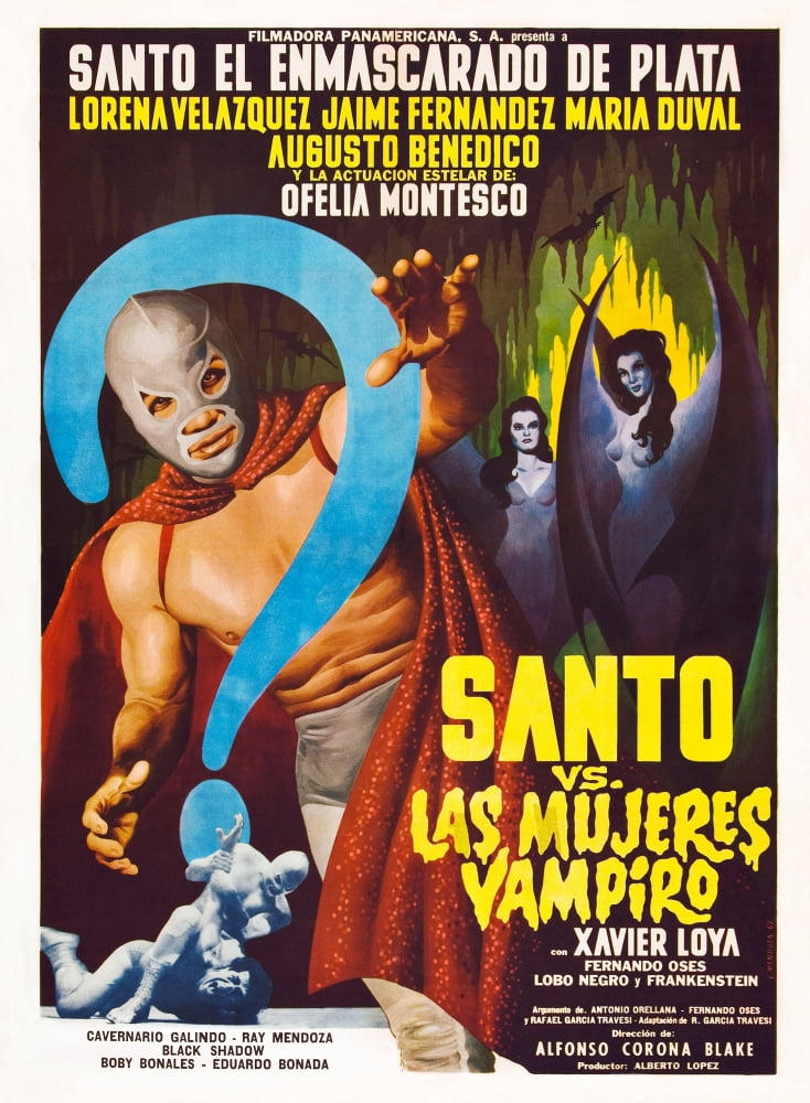 Santo Vs The Vampire Women) Canvas Art - (11 x 17)