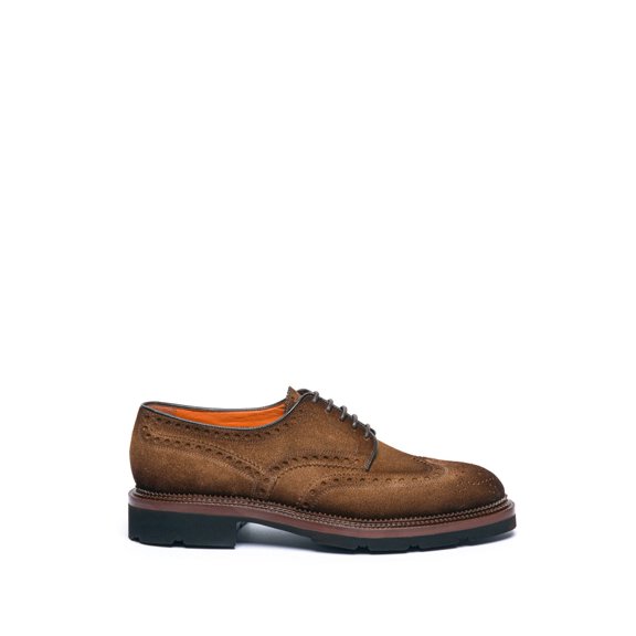 Santoni Derby Lace-Up Suede Shoes Grey (Men's)