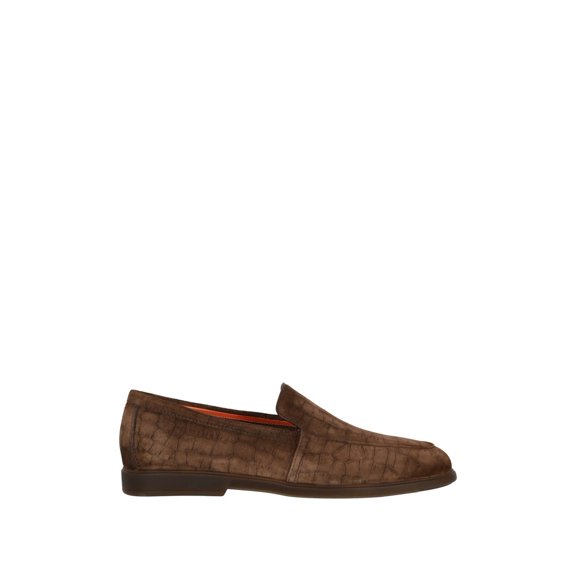 Santoni Suede Slip-On With Crocodile Print Black (Men's)