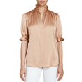 thumbnail image 1 of Santorelli womens    Elisa Ruffle Neck Silk-Blend Blouse, 44, 1 of 3