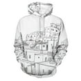 thumbnail image 1 of Santorini Black & White Greece Regular Fit Hoodie, Sporty Pullover Hooded Sweatshirt for Men Women Muscle 5XL, 1 of 6