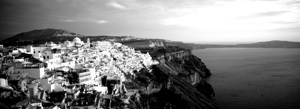 Santorini Greece Canvas Art - Panoramic Images (13 x 36)