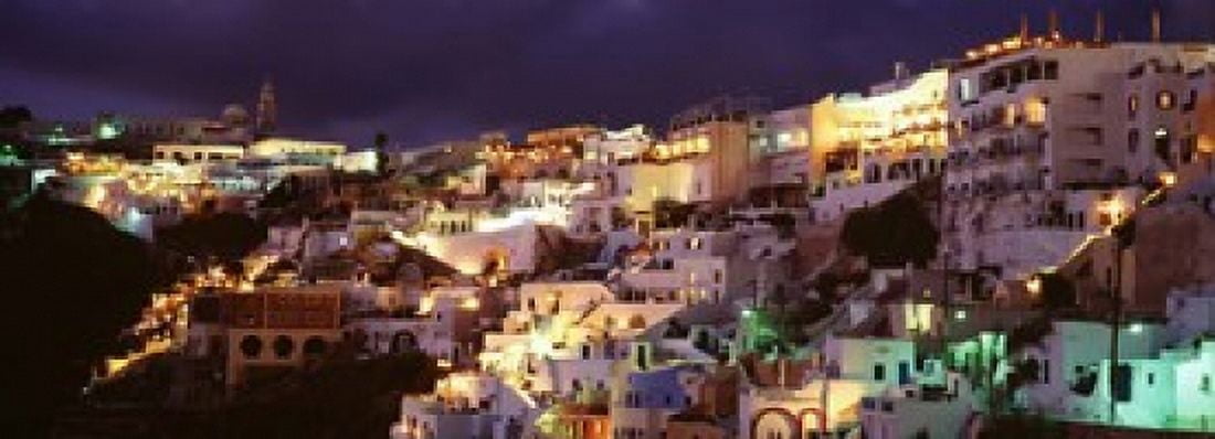 Santorini Greece Canvas Art - Panoramic Images (18 x 7)