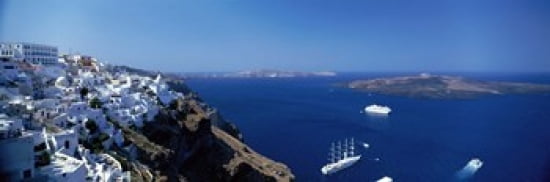 Santorini Greece Canvas Art - Panoramic Images (36 x 12)