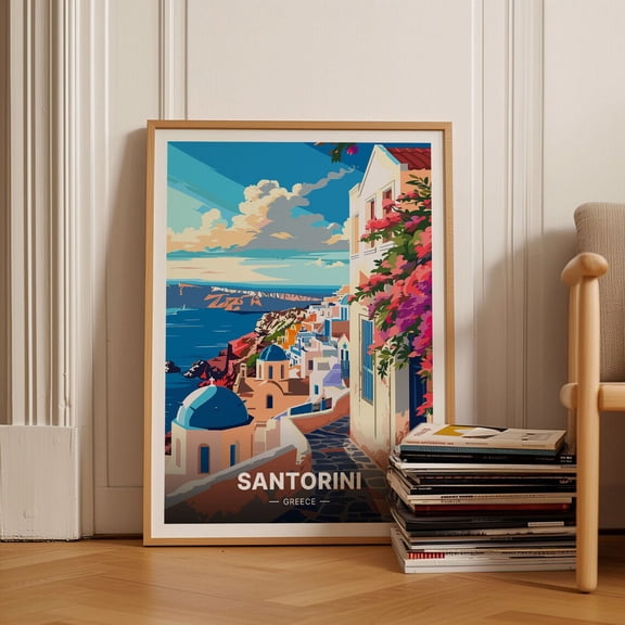 Santorini Greece Greek Island Wanderlust Wall Art 3, Stretched Canvas 8x10in