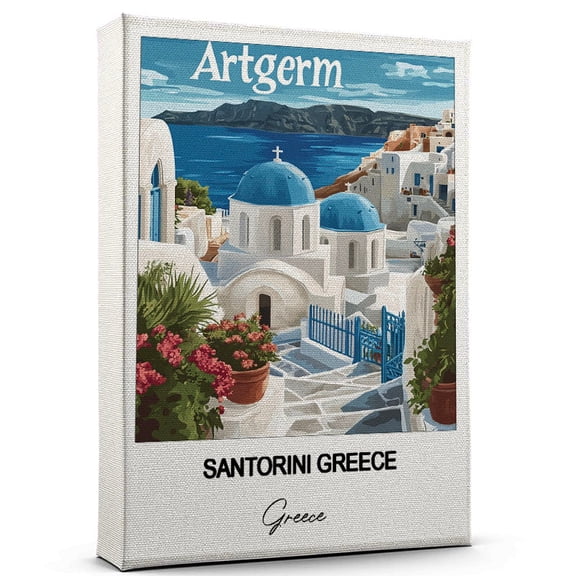 Santorini Greece Travel Art Canvas – Modern Wall Art Inspired by Greece Canvas – Great Gift for Travel Lovers – Ready to Hang