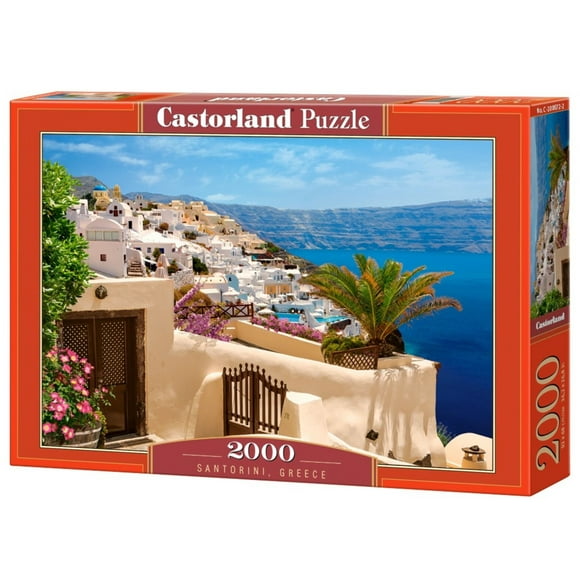 2000 Piece Jigsaw Puzzle, Santorini, Greece, Aegean Sea, Touristic place, Travel jigsaw puzzles, Holiday place, Mediterranean, Adult Puzzle, Castorland C-200672-2