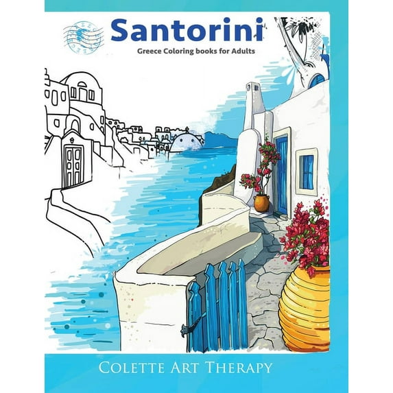 Santorini Greece coloring books for adults., (Paperback)