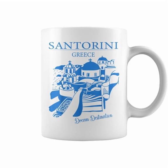 Santorini Greek Dream Destination Beach Graphic Greece Coffee Mugs