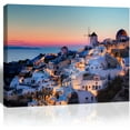 thumbnail image 1 of Santorini Island Wall Art Greece Nature Landscape Picture Canvas Prints Seascape in the Sunset Painting for Bathroom Bedroom Modern Framed Giclee Home Office Decor 12"x16" 1 Panel, 1 of 6