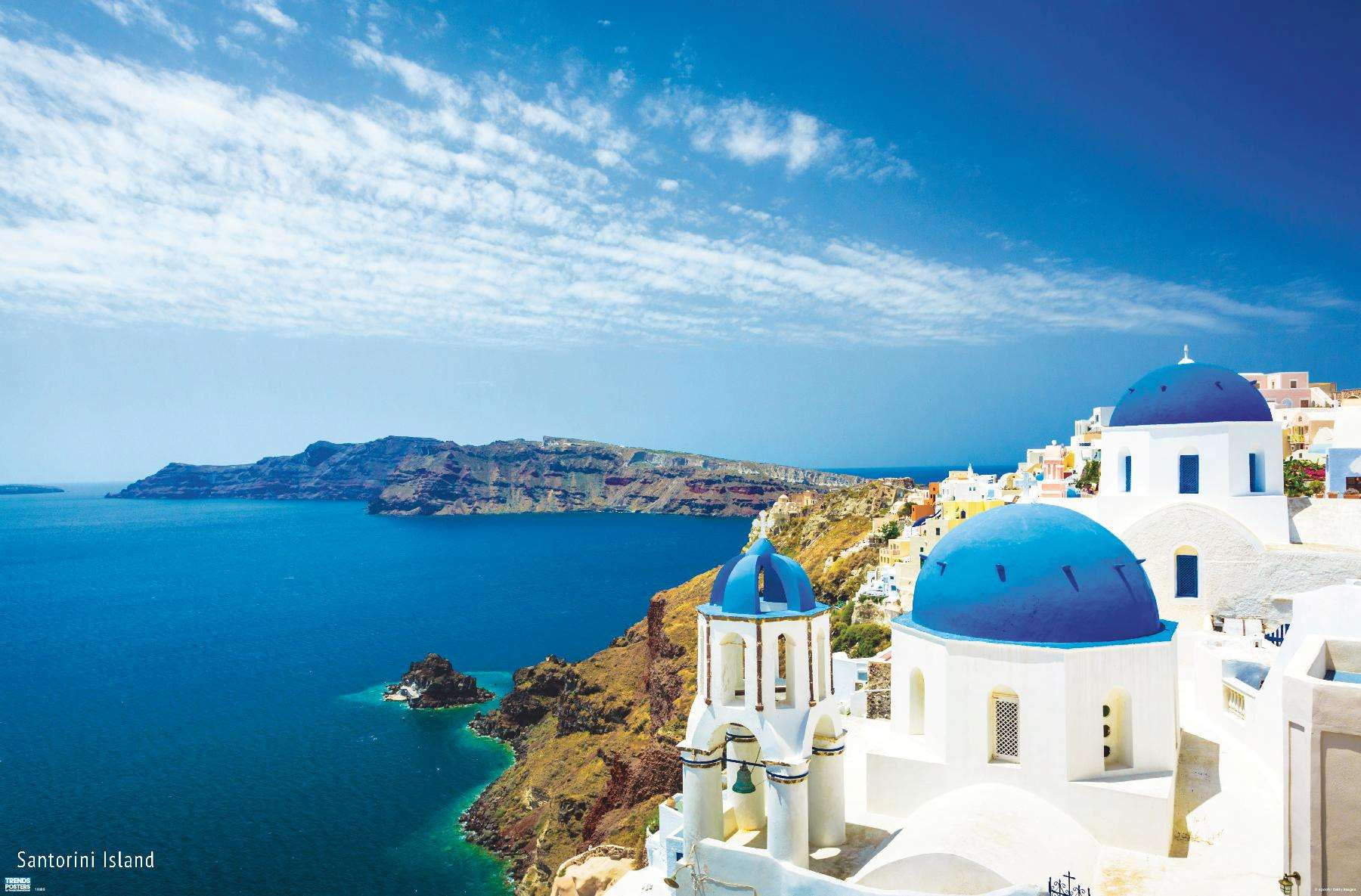 Santorini Island Wall Poster, 22.375" x 34"