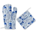 thumbnail image 1 of Santorini Island in The Greece Oven Gloves And Pots Stand Set Oven Gloves And Pot Racks Pot Racks And Oven Gloves Set, 1 of 9