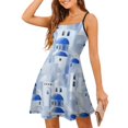 thumbnail image 1 of Santorini Island in The Greece Summer Dresses For Women A-line Dress Sleeveless Dress, 1 of 6