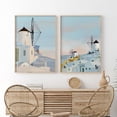 thumbnail image 1 of Santorini Oia Greece Travel Illustration Vintage Wall Poster Set 2 Stretched Canvas 8x12, 1 of 1