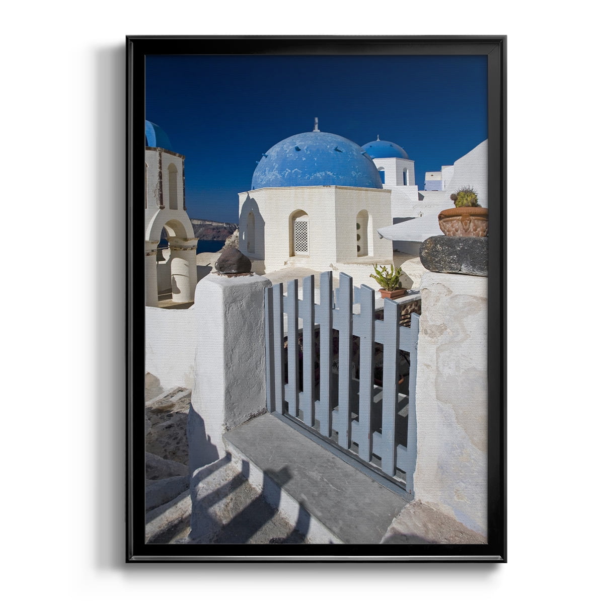 Santorini Sidewalk Premium Framed Print Wexford Home 26.5x36.5 - Ready to Hang