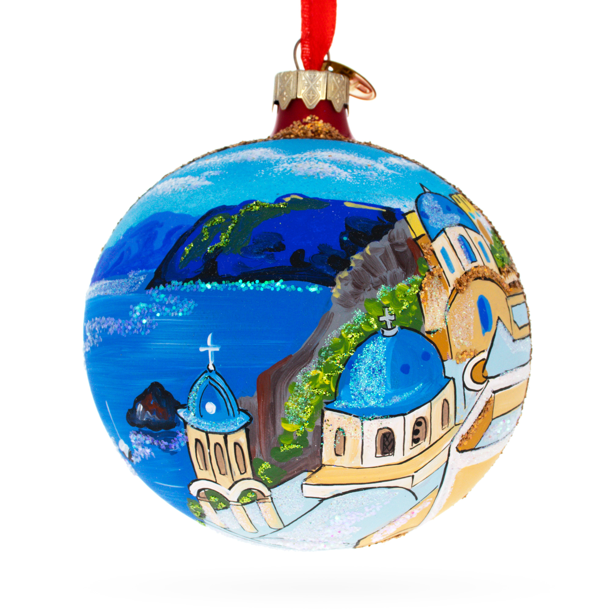 Santorini Christmas Ornament 