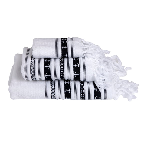 Santorini Towel Set- Anchors White