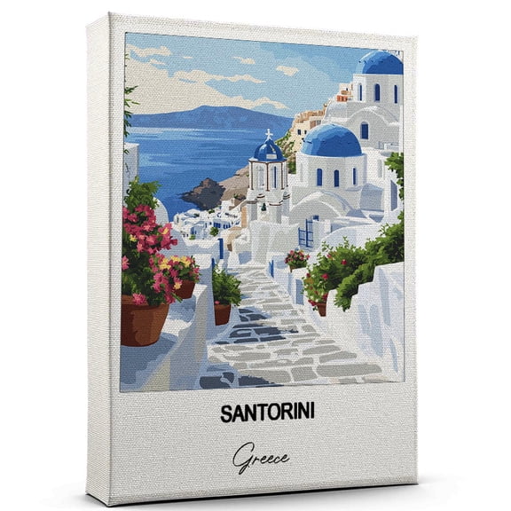 Santorini Travel Art Canvas – Modern Wall Art Inspired by Greece Canvas – Great Gift for Travel Lovers – Ready to Hang
