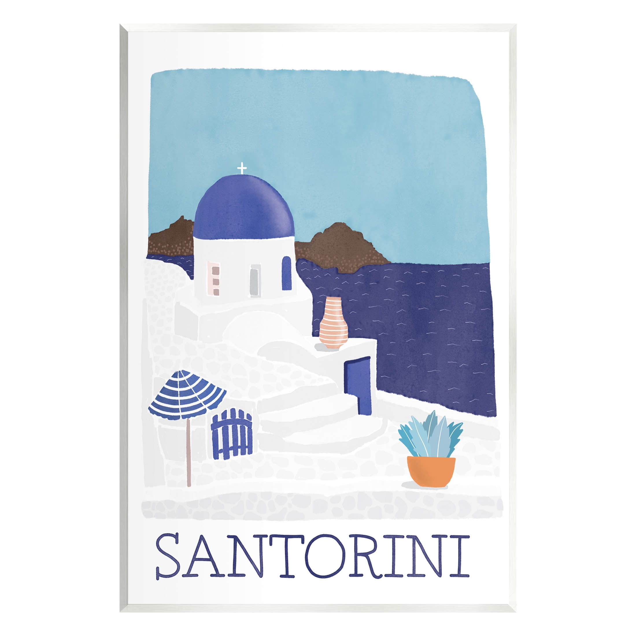 Santorini Vacation Island View Landscape Graphic Art Unframed Art Print Wall Art