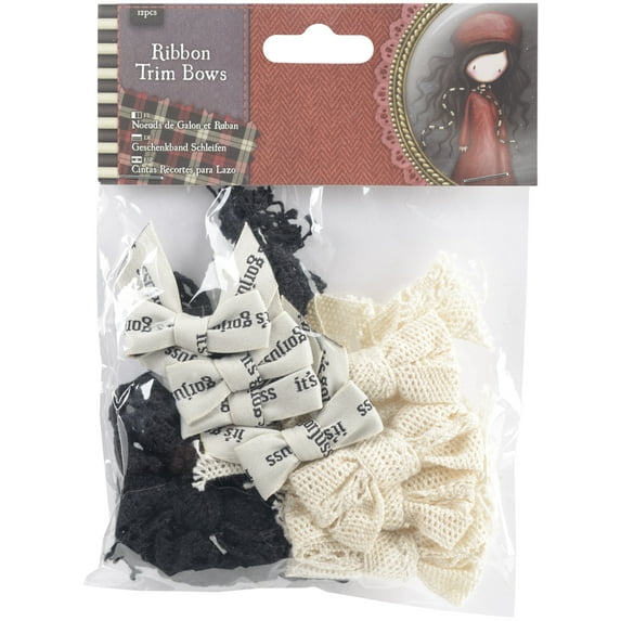 Santoro Gorjuss Tweed Ribbon Bows 12/Pkg- , Pk 3, docrafts