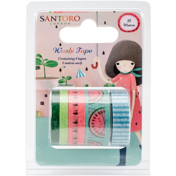 Santoro Kori Kumi II Washi Tape 5/Pkg - 5 Designs/1m Each