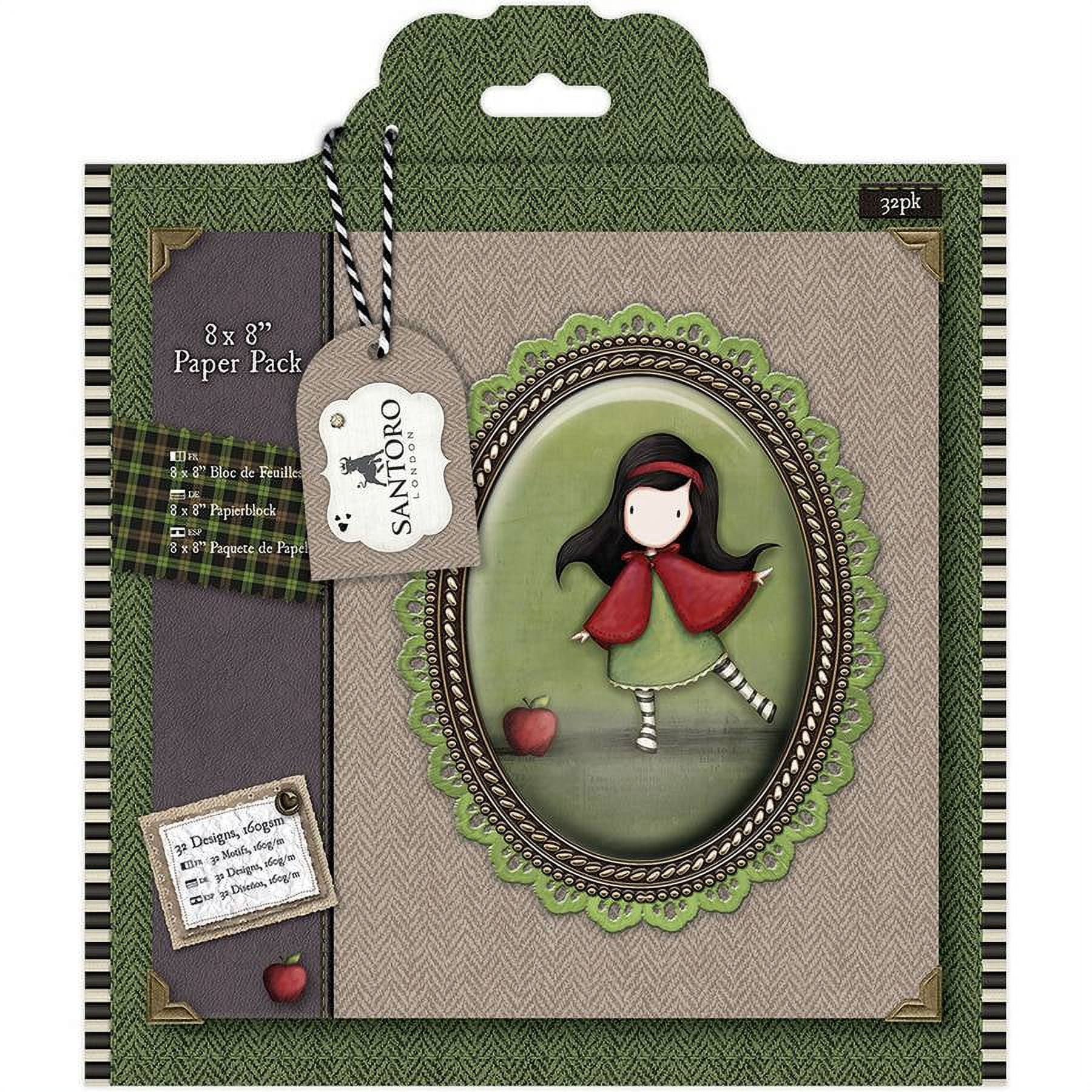 Santoro SingleSided Paper Pack 8" x 8", 32pk, Gorjuss Tweed