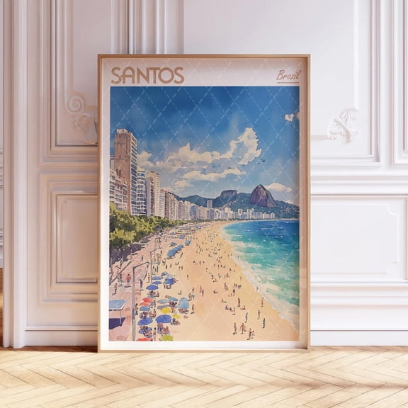 Santos Brazil Pastel Travel Unframed Paper Print