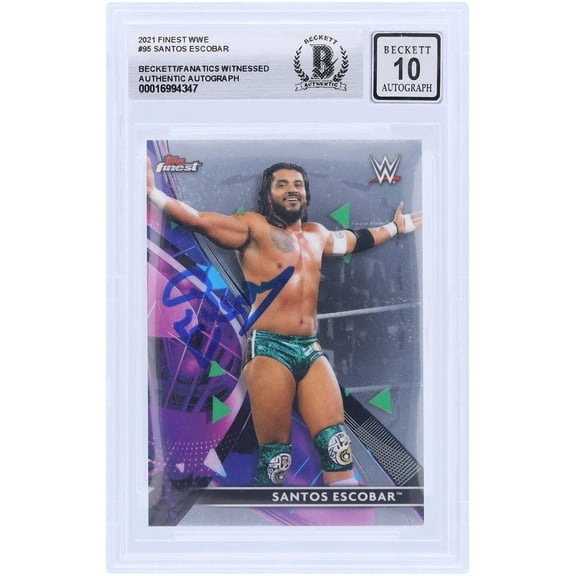 Santos Escobar WWE Autographed 2021 Topps Finest #95 Beckett Fanatics Witnessed Authenticated 10 Card - Fanatics Authentic Certified