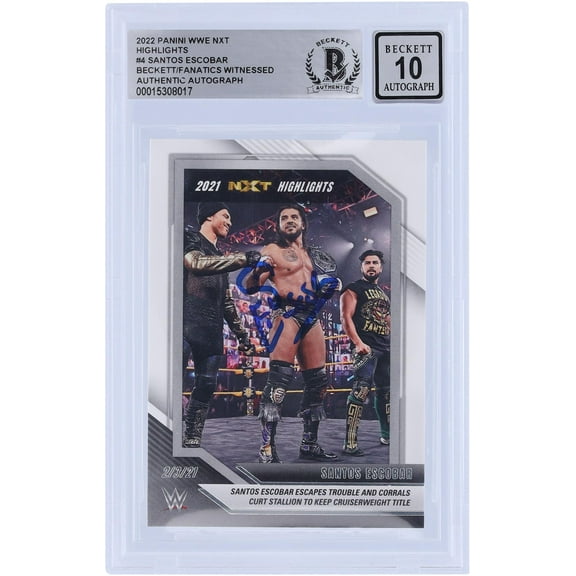 Santos Escobar WWE Autographed 2022 Panini NXT Highlights #1 Beckett Fanatics Witnessed Authenticated 10 Card - Fanatics Authentic Certified