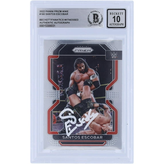 Santos Escobar WWE Autographed 2022 Panini Prizm #160 Beckett Fanatics Witnessed Authenticated 10 Card - Fanatics Authentic Certified