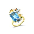 thumbnail image 1 of Santuzza 925 Sterling Silver Daisy Butterfly Ring Blue Glass Enamel Flower Ring for Women, 1 of 6