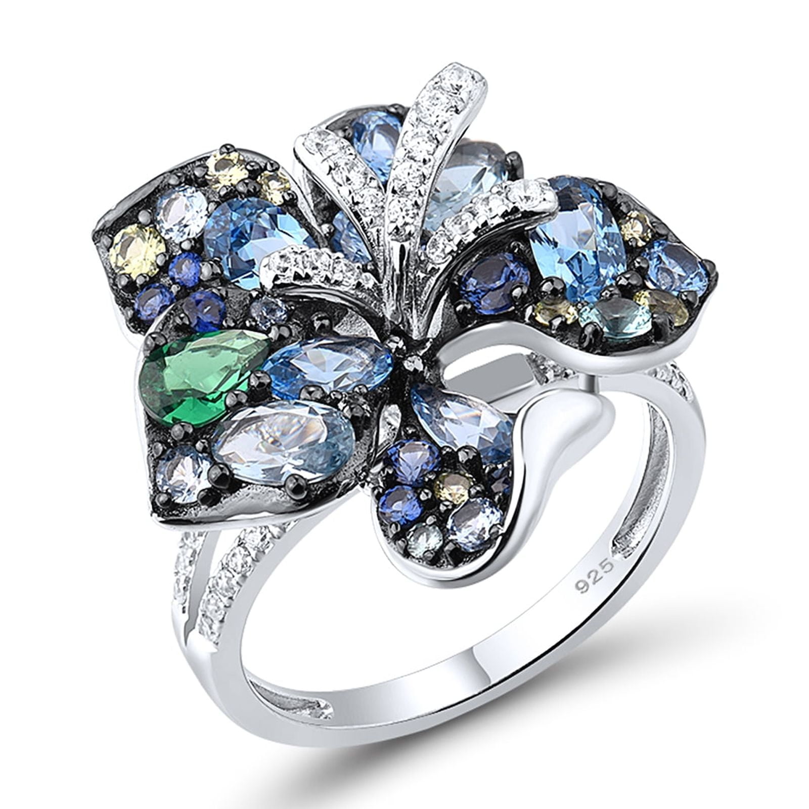 Santuzza Orchid Enamel Ring - Elegant White Flower El Salvador