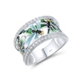 thumbnail image 1 of Santuzza 925 Sterling Silver Green Dragonfly Openwork Ring Cubic Zirconia Enamel Dragonfly Ring Vintage Ring for Women, 1 of 5