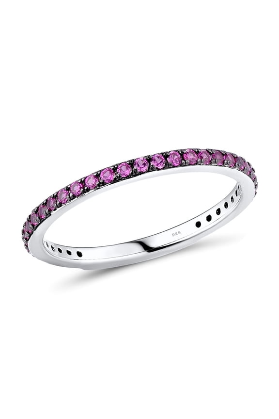 925 Sterling Silver Stackable Ring Created Ruby Engagement Wedding Band Stacking Ring for Women
