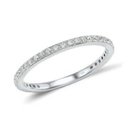 Santuzza 925 Sterling Silver Stackable Ring White Cubic Zirconia Engagement Wedding Band Stacking Ring for Women