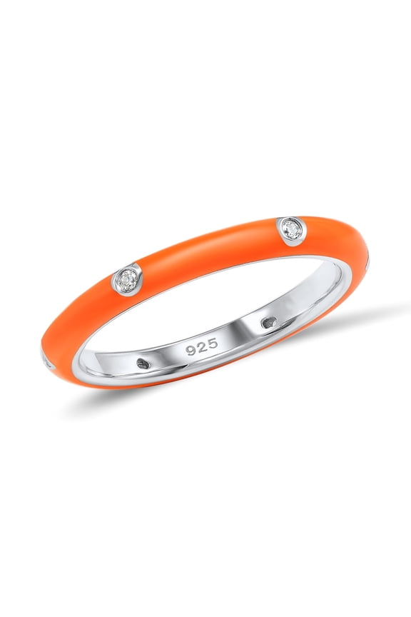 Stackable Enamel Ring 925 Sterling Silver Stacking Cubic Zirconia Eternity Colorful Rainbow Band Rings