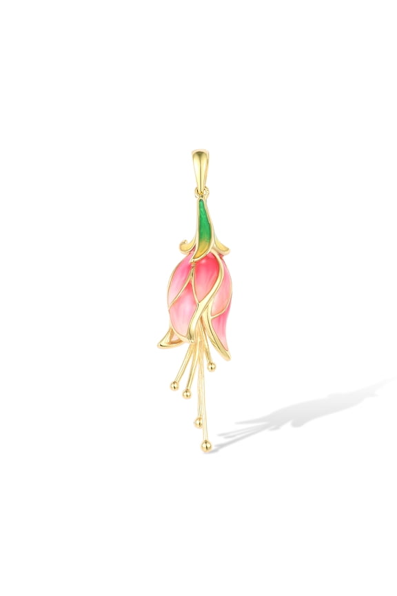 Tulip Pendant 925 Sterling Silver Handmade Enamel Red Flower Pendant Without Chain