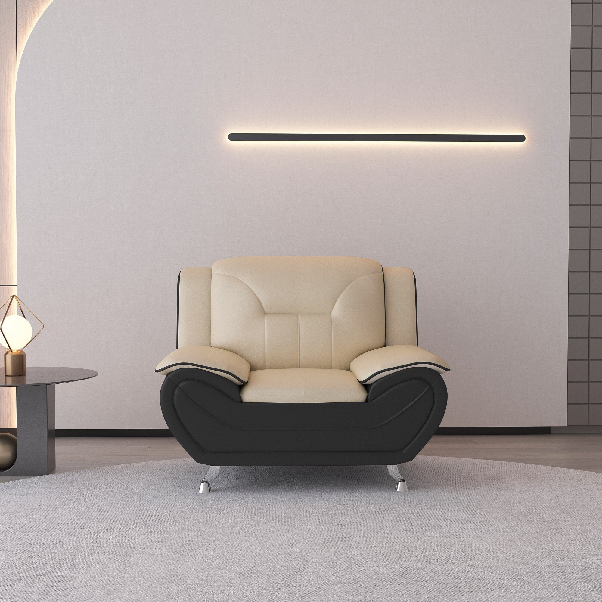 Sanuel 47.3" Wide Faux Leather Club Chair