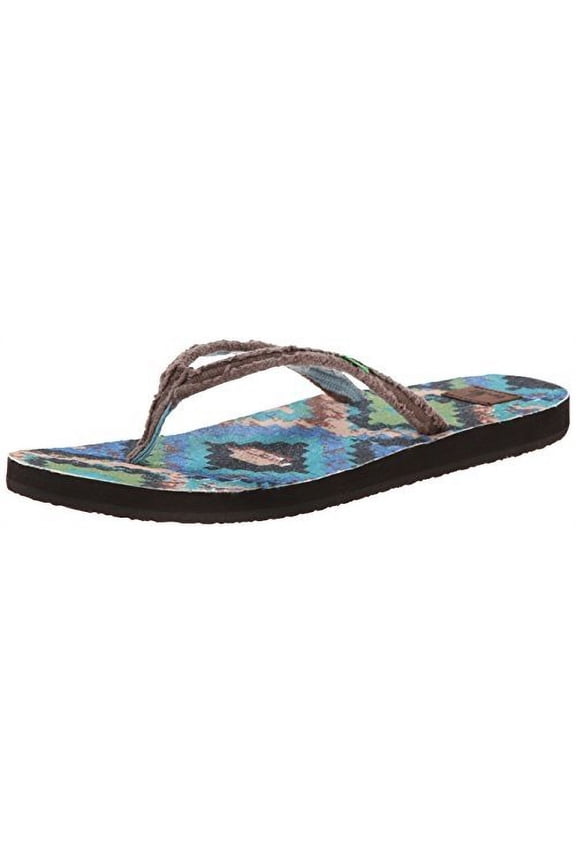 Women's Slim Fraidy Funk Flip Flop, Brown/Multi, 5 M US