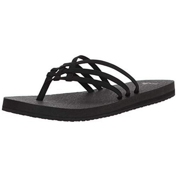 Sanuk Women's Yoga Sandy Sandal, Black, 5 M US