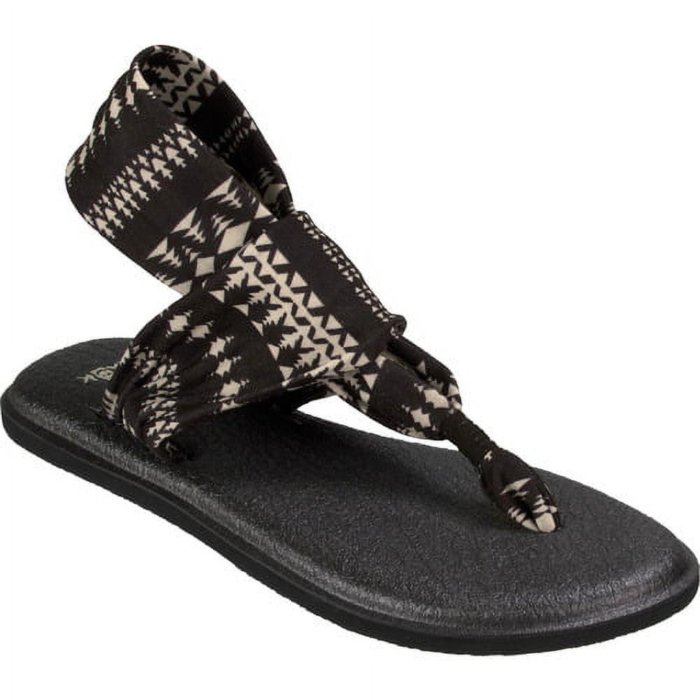 Sanuk Yoga Mat Sling Flip Flop Thong Sandals Size 8 Black Gray Stripe EU 39