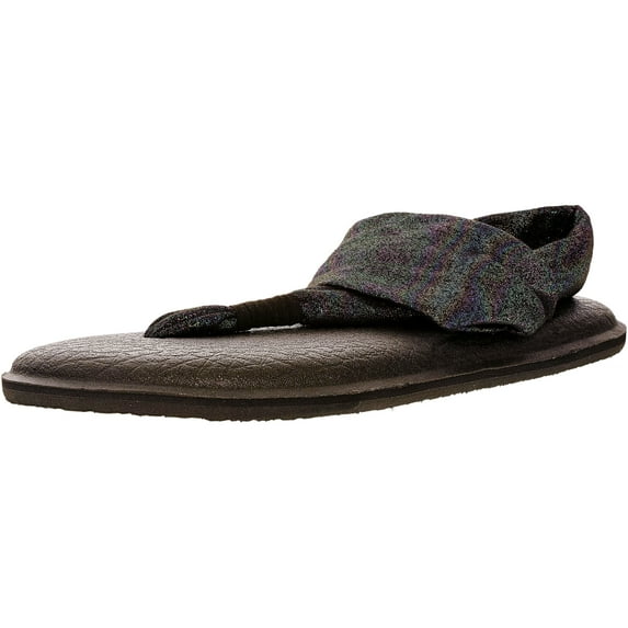 Sanuk Women's Yoga Sling 2 Metallic Black Rainbow Sandal - 7M