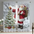 thumbnail image 1 of Sanviglor Christmas Sheer Window Drapes Voile Window Curtain Tulle Window Drapes Slot Top Rod Pocket Curtain Panel Style-E W:41x H:91", 1 of 6