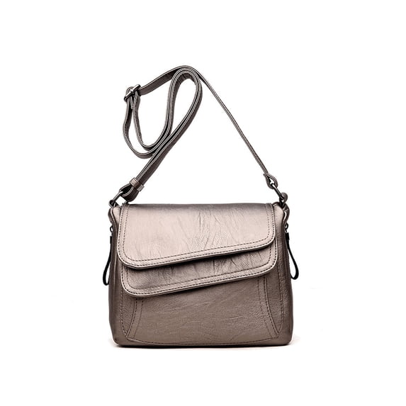 Sanviglor Crossbody Bags for Women PU Leather Purse Handbag Zipper Flap Satchel Shoulder Bag Gold