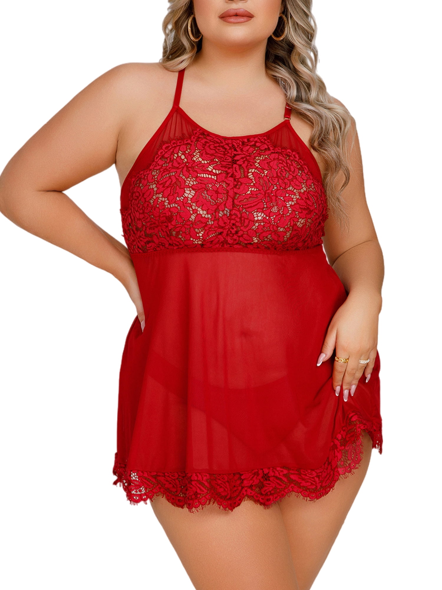 Plus size sheer sale lingerie