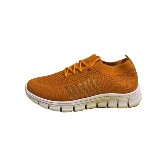 Sanviglor Ladies Trainers Solid Color Sneakers Low Top Flats All Seasons Cozy Breathable Casual Round Toe Brown 4.5