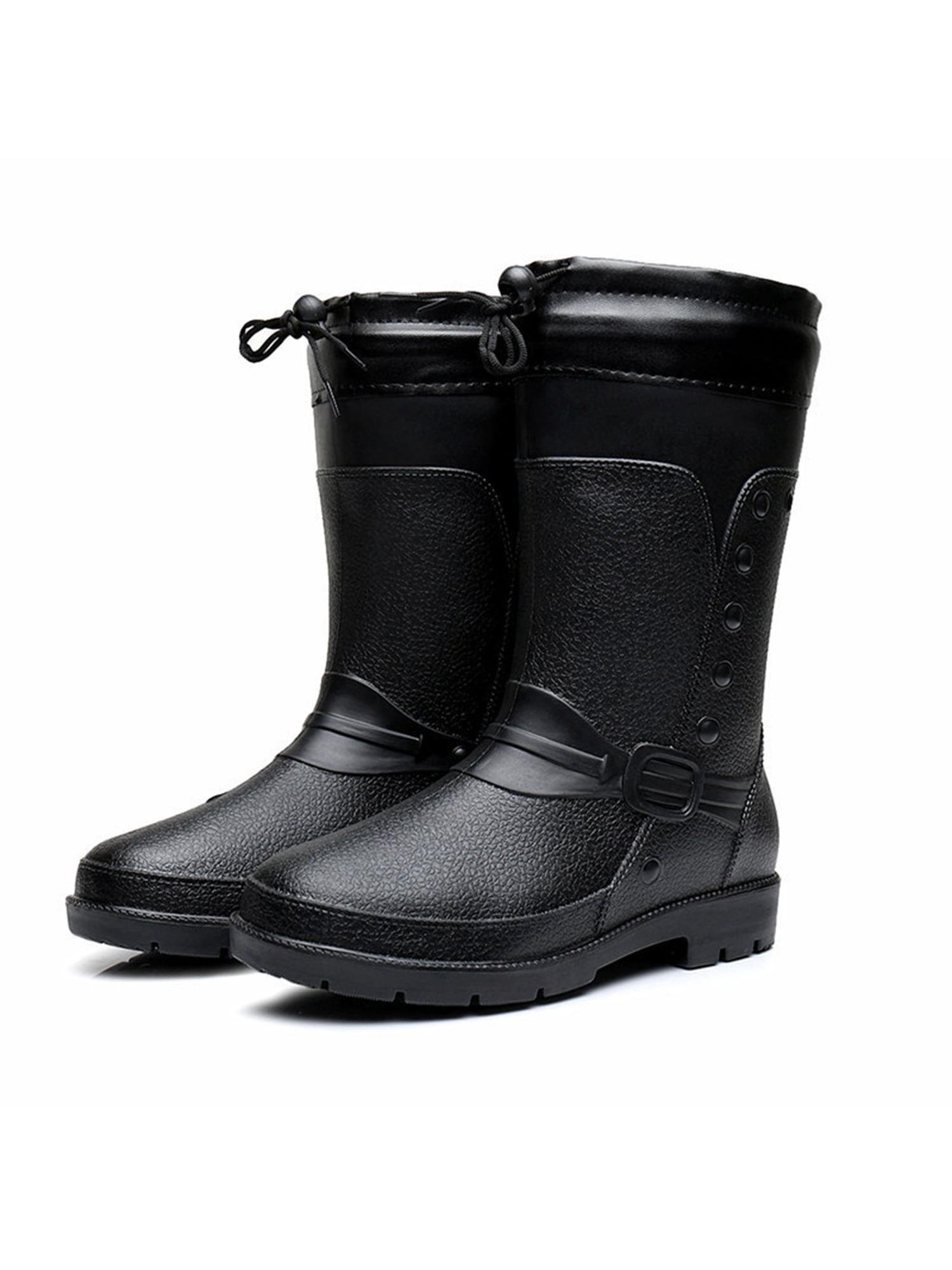 Sanviglor Men's Garden Shoes Slip Resistant Rubber Boot Nonslip Rain Boots Rainy Pull On Mid