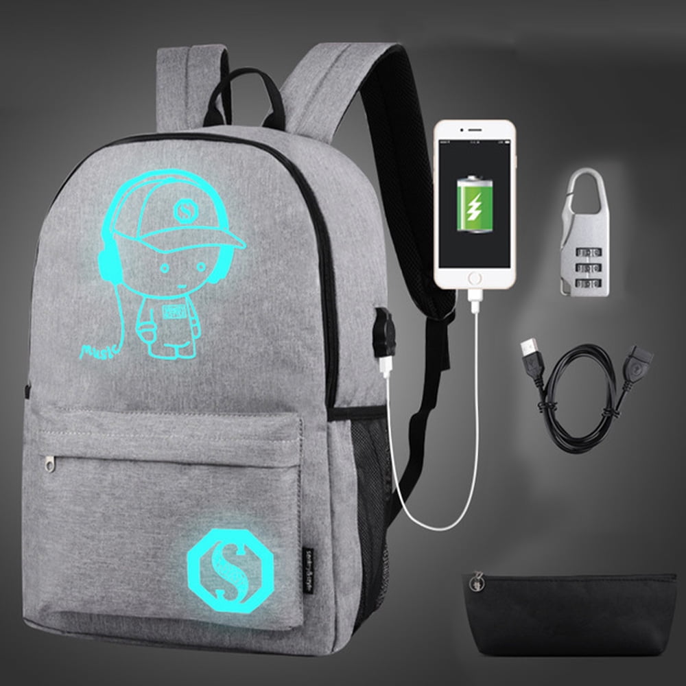 Sanviglor USB Charge Luminous Backpack Cool Boys School Backpack